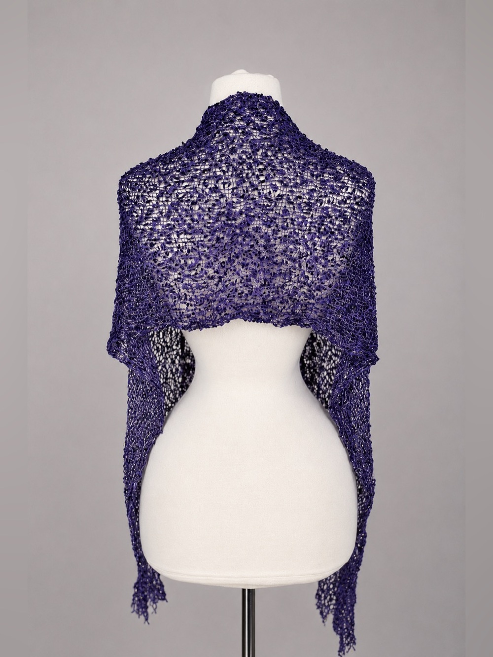Purple Metallic Open Knit Shawl Wrap Scarf Evening Festival Boho Chic